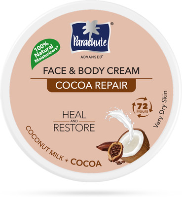 Parachute Advansed Cocoa Repair and Body Cream, Moisturiser for face and body, 100% Natural (280 ml)