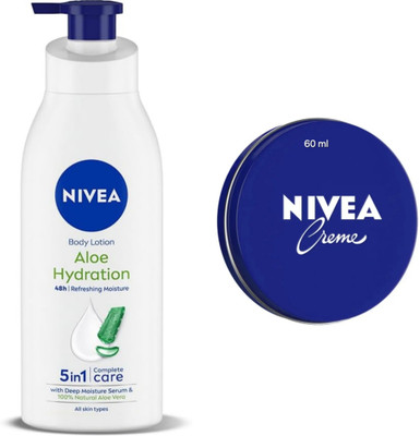 NIVEA Aloe Hydration Body Lotion - 400ml & Cream - 60ml (Pack of 2)(260 ml)