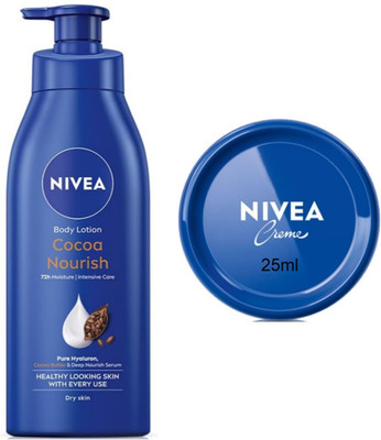 NIVEA Cocoa Nourish 400ml Blue creme 25ml Set of 2(425 ml)