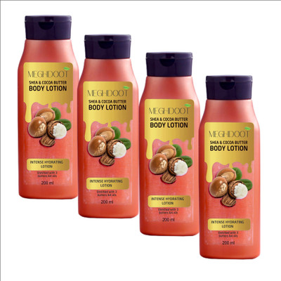 MEGHDOOT 200ml Shea and Cocoa Butter Intense Hydrating Body Lotion Pack of 4(800 ml)