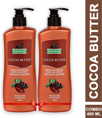 Pure Roots Cocoa Butter Body Care Lotion Pack Of 2 (400ml * 2)(800 ml)