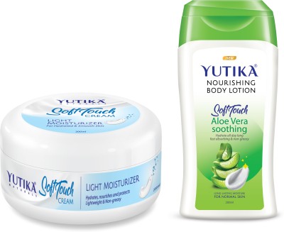 Yutika Soft Cream 200 ml and Aloevera Body Lotion For Women 200 ml (Pack OF 2)(400 ml)