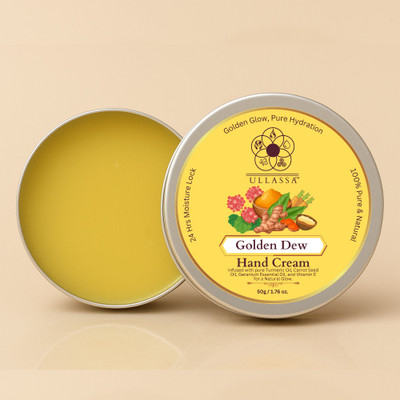 ULLASSA Golden Dew Hand & Nail Cream | Turmeric Glow & Shea Butter Deep Moisture Formula(50 g)