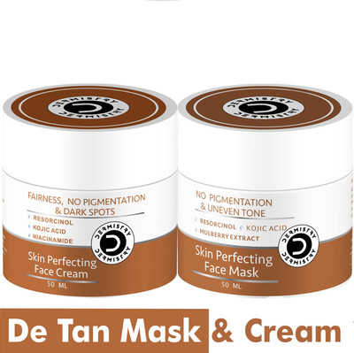DERMISTRY Kojic Acid De Tan Cream & Instant Fairnes Glowing Skin Face Pack Mask Facial Kit Scrub(100 ml)