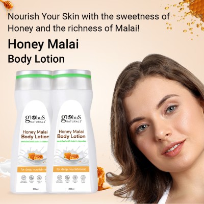 Globus Naturals Honey Malai Body lotion, Enriched with Tulsi and Chandan, For Deep Nourishment(400 ml)