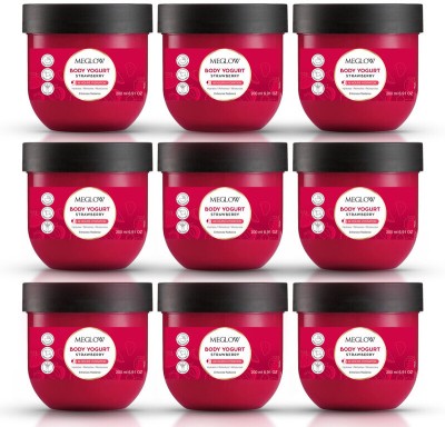 meglow Body Yogurt with Strawberry, Shea Butter, Almond Oil | Non-sticky Body Lotion(1800 ml)