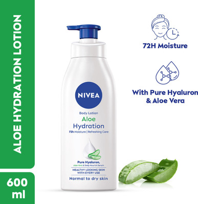 NIVEA Aloe Hydration,Big Moisturizer Lotion, Hyaluronic acid, Serum, Natural Aloe Vera(600 ml)
