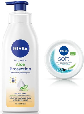 NIVEA Aloe Protection 400ml & Soft Cream 50ml set of 2(450 ml)