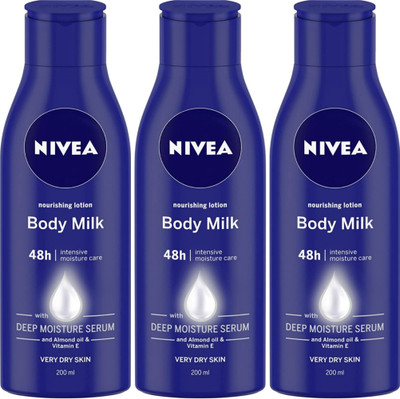 NIVEA Body Lotion 200 ML (Pack Of 3) - Body Milk Nourishing Lotion(600 ml)