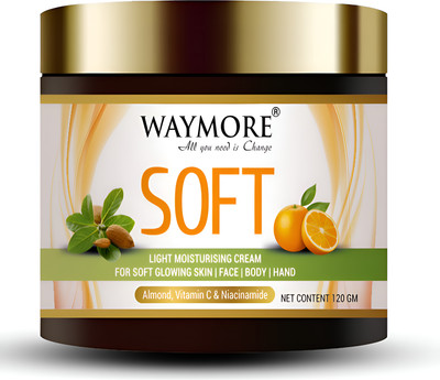 WAYMORE Soft Moisturizing Cream with Niacinamide, Vitamin c & Almonds(120 g)