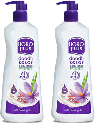 BOROPLUS Doodh & Kesar Body Lotion 400ml For 24hr Soften & Glowing Skin Pack of -40ml x 2(800 ml)