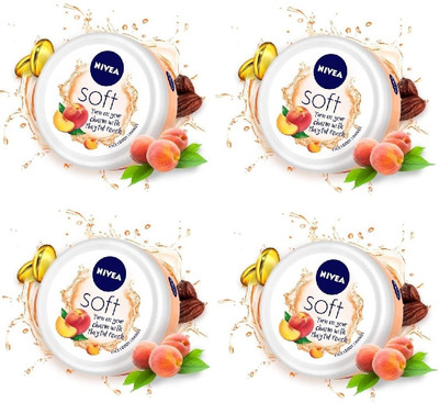 Nivea Men Women Soft Moisturizing Cream with Peach Fragrance for Smooth Skin (PACK OF 4)(200 ml)