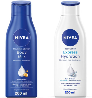 NIVEA BODY MILK BODY LOTION 200 ML & EXPRESS HYDRATION BODY LOTION 200 ML(400 ml)