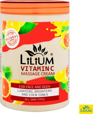 LILIUM Vitamin C Infused Massage Cream for Skin Glow | Lightens, Brightens & Even Tone(500 ml)