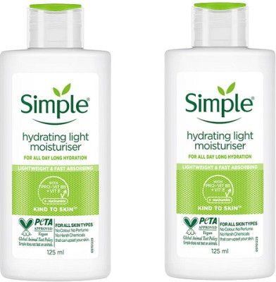 Simple Hydrating Light Moisturiser |Lightweight & Fast Absorbing|Pack Of 2, 125ml(250 ml)