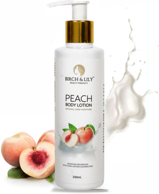BIRCH & LILY Intensive Hydration Peach Body Lotion for Dry Skin | Enriched with Vitamin E(200 ml)