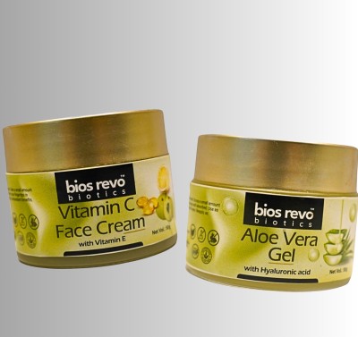 bios revo biotics Vitamin C cream 50g & Aloe Vera Gel with Hyaluronic 50g, combo(100 g)