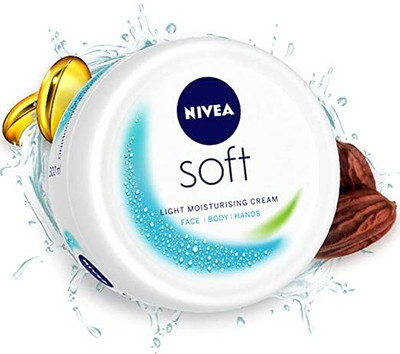 NIVEA Soft Light Moisturizing 300ml Crèam, Jojoba oil & Vitamin-E,Face/Body/Hands(300 ml)
