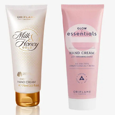 Oriflame Sweden milk & honey gold hand cream & glow essentials hand cream combo(150 ml)