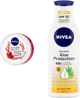 NIVEA Aloe SPF15 Protection 200ml and Pomegranate 50ml cream 2pc set(300 ml)