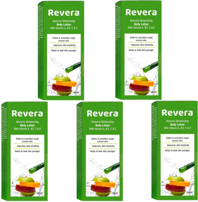 Revera BODY LOTION ALOEVRA FOR SOFTEN & SMOOTHEN ROUGH SKIN PACK OF 100ml x 5(500 ml)