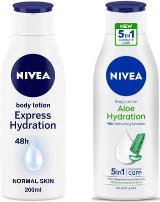 NIVEA Express hydration 200ml and Aloe Hydration 200ml Lotion(400 ml)