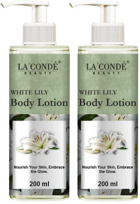 La'Conde White Lily Body Lotion 200ml X 2 | Brightening & Deeply Hydrating Moisturizer(400 ml)