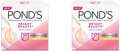 POND's BRIGHT BEAUTY SERUM CREAM SPF 15 PA ++ 50 ML X PACK OF 2(100 g)