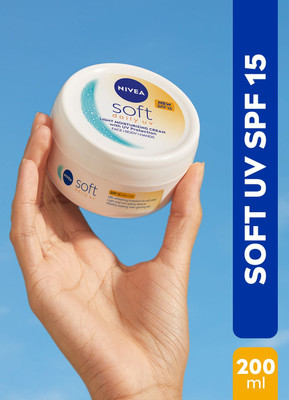 NIVEA Soft Daily UV Light Moisturizer Cream with SPF-15, Face Hand & Body, Men & Women(200 ml)