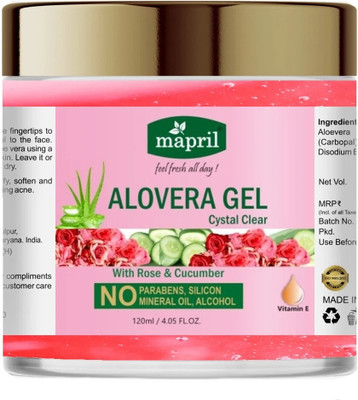 MAPRIL Natural Aloe vera Gel with Rose & Cucumber for Smooth Healthy Clean Skin/Hair(120 ml)