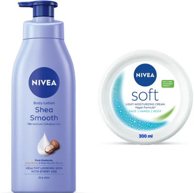 NIVEA SHEA SMOOTH BODY LOTION 400 ML & SOFT CREAM 300 ML(700 ml)