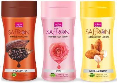 VI-JOHN Saffron Body Lotion Cocoa Butter, Roses and Milk Almond Moisturizer(750 ml)