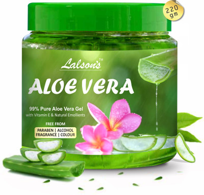 Lalson's Herbal Natural Aloe Vera Gel Green Soothing, Cooling, Moisturizing, Vegan , It Absorbs Rapidly With No Sticky Residue(220 g)