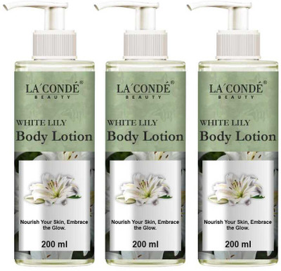 La'Conde White Lily Body Lotion 200ml X 3 | Brightening & Deeply Hydrating Moisturizer(600 ml)
