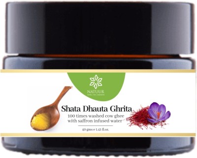 NATUUR Shata Dhauta Ghrita with Saffron-40G Infused Water | Pure Cow Ghee(40 g)