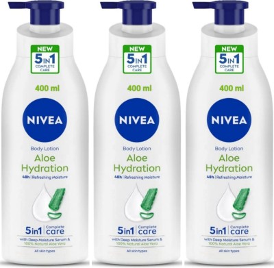 NIVEA Aloe Hydration 5 in 1 Care Lotion (Pack of 3)(1200 ml)