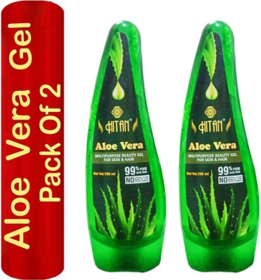 HITAN ALOE VERA GEL MULTPURPOSE BEAUTY GEL FOR SKIN AND HAIR PACK OF 2 EACH 100 GM(200 ml)