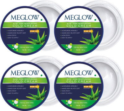 meglow Aloe Vera Moisturizing Cold Cream with Cucumber Extracts 125g Pack of 4(500 g)