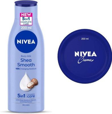 NIVEA Shea Smooth Body Lotion - 200ml & Cream - 200ml (Pack of 2)(400 ml)