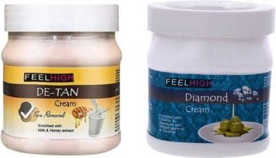 feelhigh De-tan tan removal cream-500ml & diamond Cream-500ml- face & body Cream(500 ml)