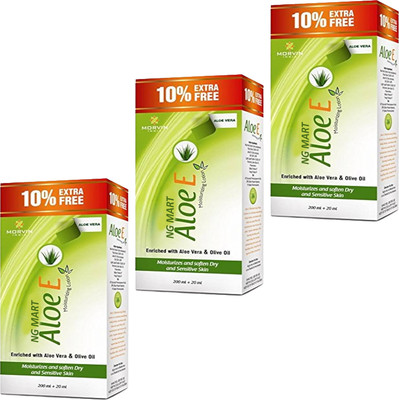 NG MART MORVIN ALOE - E BODY LOTION FOR SMOOTH & SOFT WITH ALOEVERA PACK OF - 200ml x 3(600 ml)