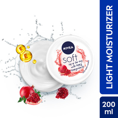 NIVEA Soft Light Moisturizer | Day Cream | Peppy Pomegranate | Vitamin E & Jojoba Oil(200 ml)