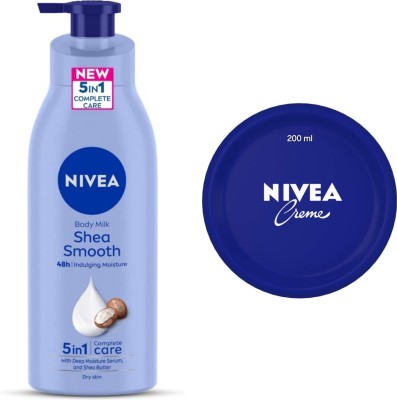 NIVEA Shea Smooth Body Lotion - 400ml & Cream - 200ml (Pack of 2)(600 ml)