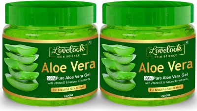 Lovelook Herbal Natural Aloe Vera Gel Green Soothing, Cooling, Moisturizing, Vegan , It Absorbs Rapidly With No Sticky Residue (440 gm)(440 g)