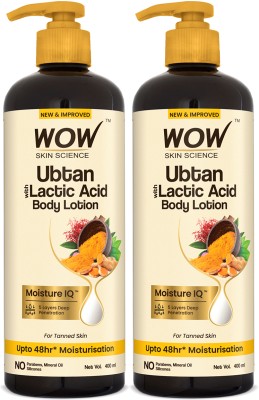 WOW SKIN SCIENCE Ubtan with Lactic Acid Body Lotion|Pack of 2(800 ml)