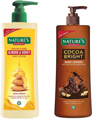 Nature's Essence Nourishing Almond & Honey & Cocoa Bright Body Lotion, 2x400 ml(800 ml)