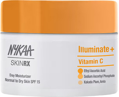 NYKAA Skinrx Illuminate +Vitamin C Face Day Moisturizer Normal to Dry Skin With SPF 15(50 g)