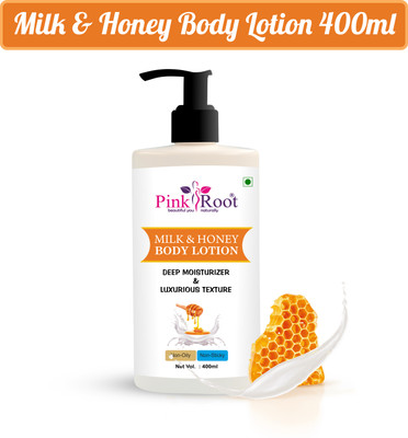 PINKROOT Milk & Honey Body Lotion-Intensively nourishes hands and body to leave skin soft(400 ml)