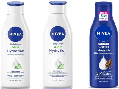 NIVEA 2 Aloe Hydration 75ml & 1 Cocoa Nourish 75ml Lotion(225 ml)