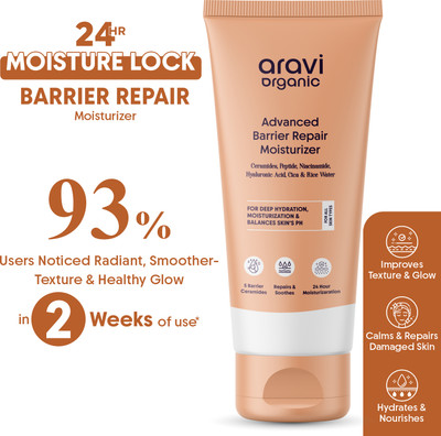 Aravi Organic Advanced Barrier Repair Moisturizer With Ceramide & Peptide - For Deep Hydration(100 g)